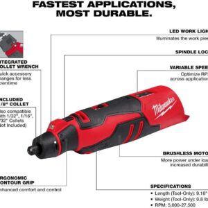 Milwaukee M12 12V Cordless Brushless Rotary Tool – Compact Precision Bare Tool