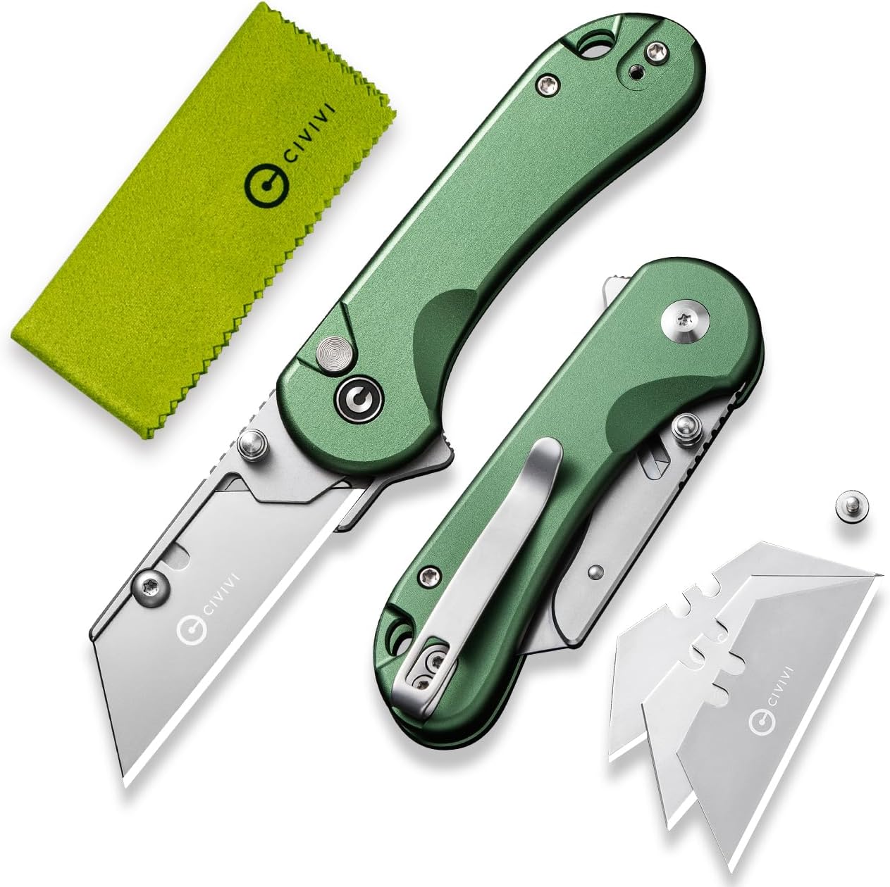 CIVIVI Elementum Pocket Knife: Versatile EDC Utility Blade with 3 Spare Razors 1 CIVIVI Folding Utility Knife Box Cutter, Elementum Utility Pocket Edc Knife with 3Pcs Extra Razor Blades, Three Ways to Open, Ideal Gifts for Men Women C23039B-3