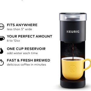 Compact Keurig K-Mini Single Serve Coffee Maker | Black | Space-Saving Design | 6-12oz Brew