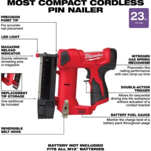 Milwaukee M12 23-Gauge Cordless Pin Nailer | Precision Woodworking Tool + Free Gift