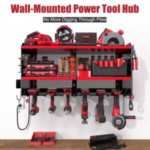 Power Tool Wall Rack w/ Charging Station Drill Storage Organizer Garage