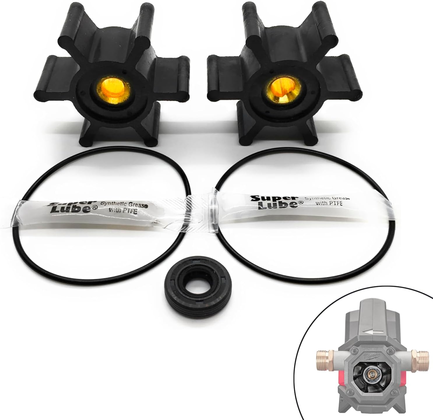Milwaukee M18 Transfer Pump Impeller Kit: 2-Pack O-Ring Oil Seal Replacement 1 REPLACEMENTKITS.COM 2 Pack Impeller, O-Ring Kit & Oil Seal Complete Replacement Kit, Fully Compatible with Milwaukee M18 Transfer Pumps (Replaces Part 49-16-2771)