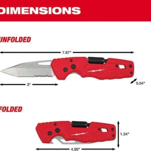 Milwaukee FASTBACK 5-in-1 Folding Pocket Knife | Compact Multi-Tool, 8.75″