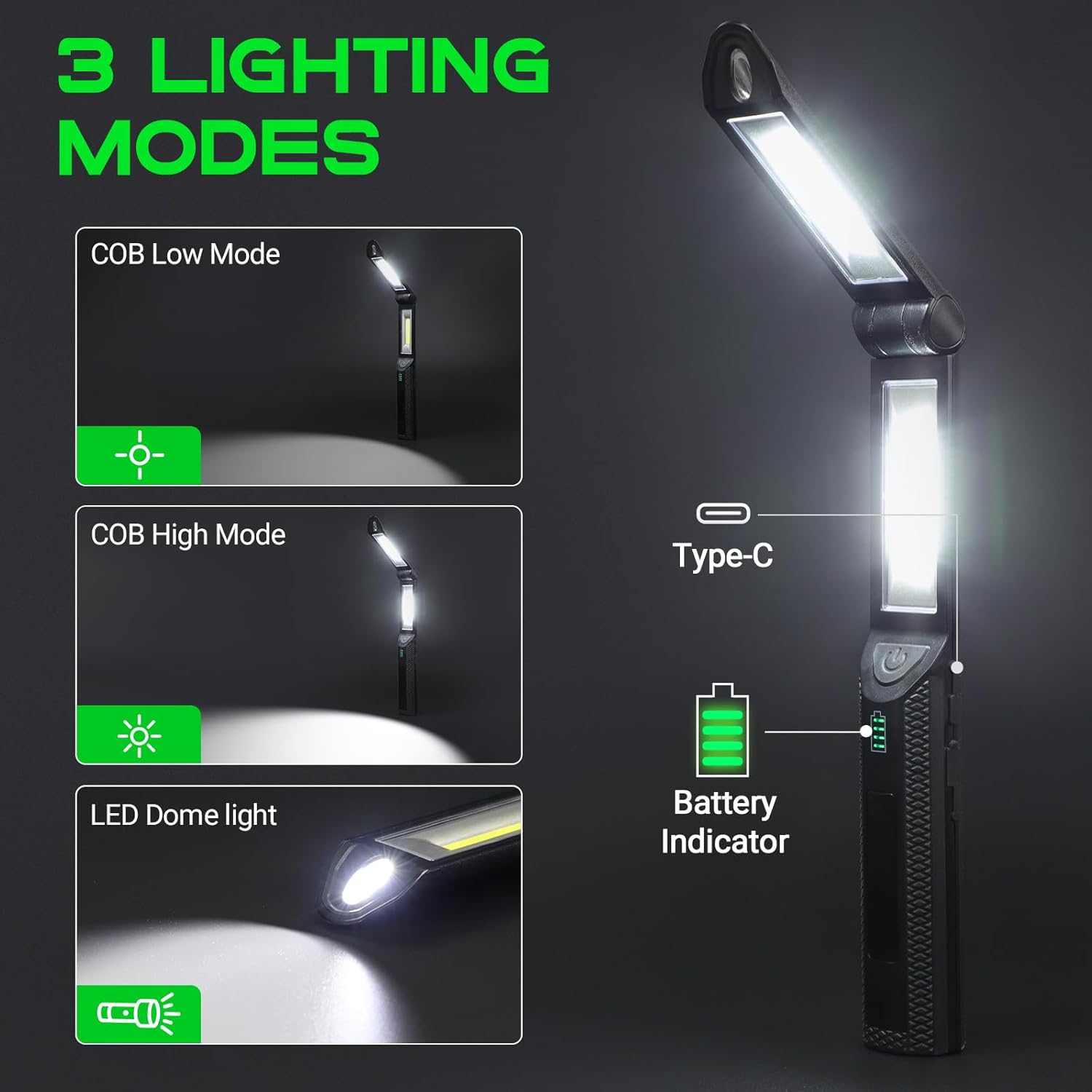 Ropelux LED Work Light: 1500 Lumens Rechargeable Mechanics Inspection Lamp 3 Ropelux LED Work Light: 1500 Lumens Rechargeable Mechanics Inspection Lamp - Image 3