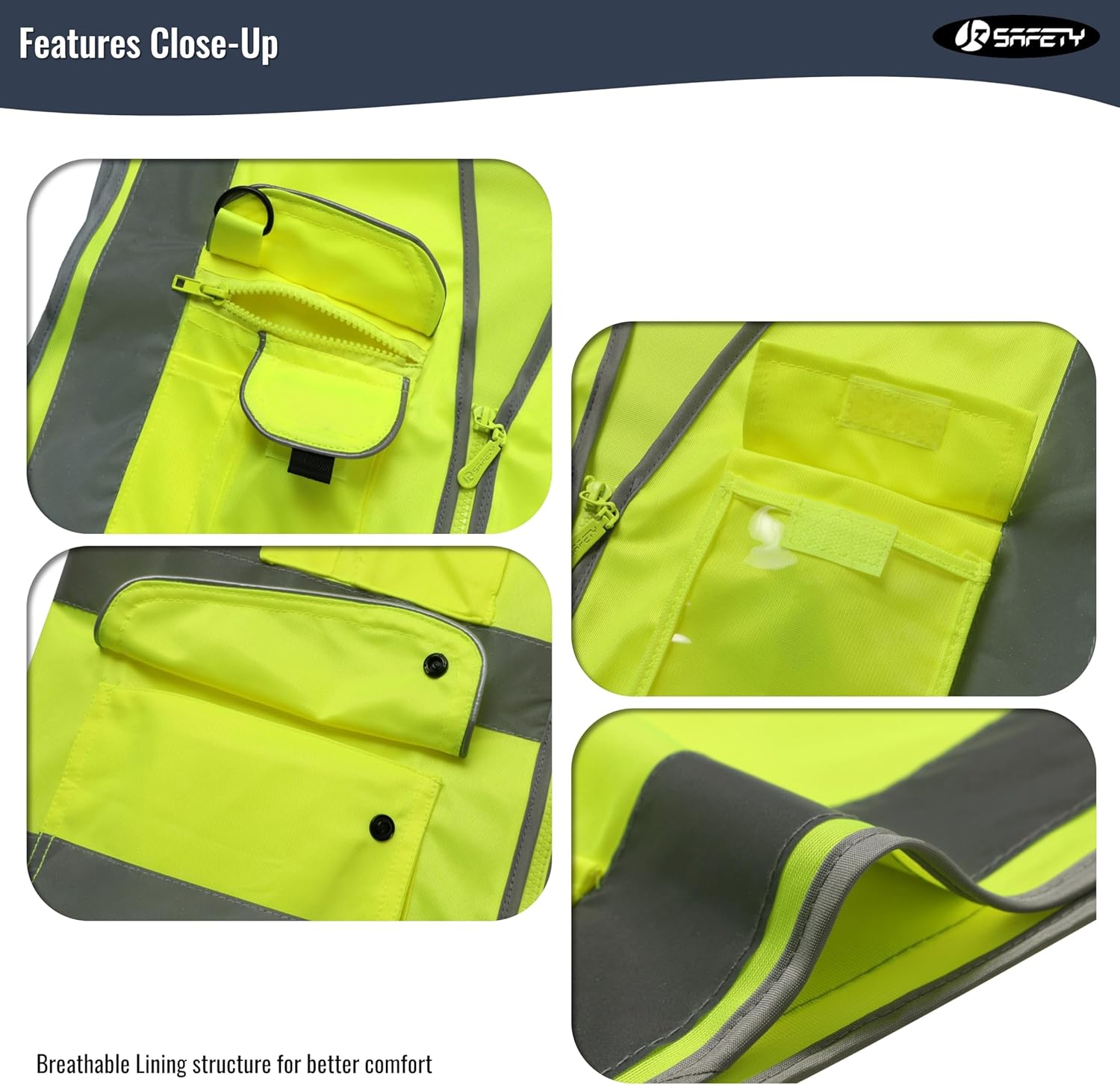 High Visibility Safety Vest: 9 Pockets ANSI Class 2 Reflective Workwear Yellow Large 4 High Visibility Safety Vest: 9 Pockets ANSI Class 2 Reflective Workwear Yellow Large - Image 4