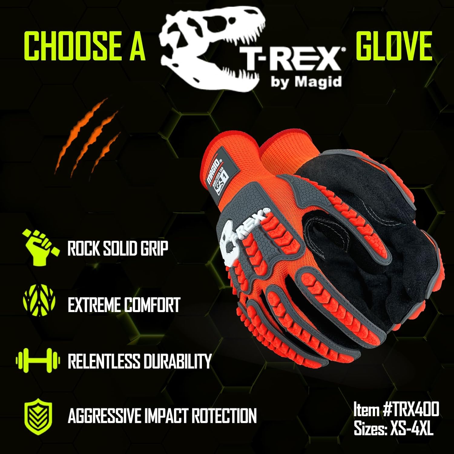 Protective T-REX Sandy Nitrile Impact Work Gloves - Small Grip Safety Hands 4 Protective T-REX Sandy Nitrile Impact Work Gloves - Small Grip Safety Hands - Image 4