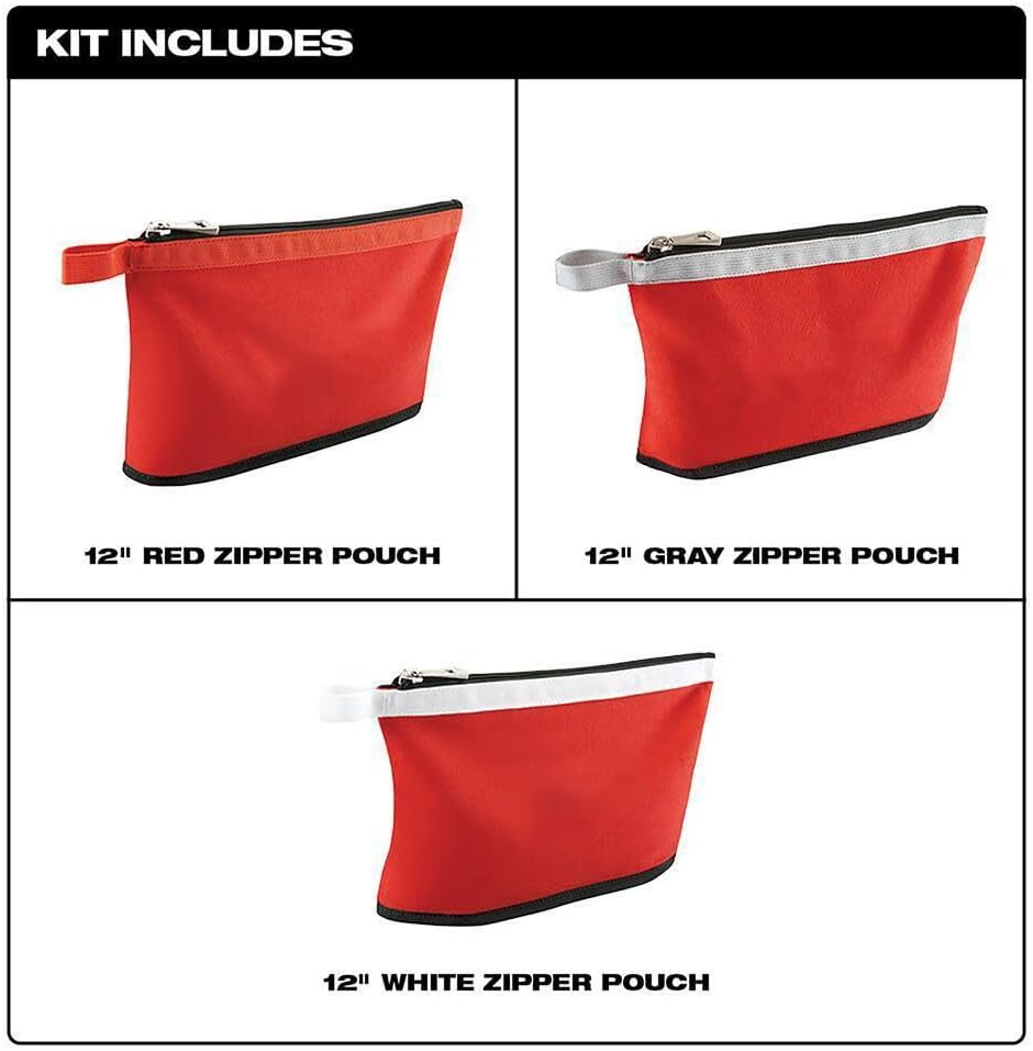 Milwaukee 3-Pack Water-Resistant Zipper Tool Pouches | Heavy-Duty Storage Solution 3 Milwaukee 3-Pack Water-Resistant Zipper Tool Pouches | Heavy-Duty Storage Solution - Image 3