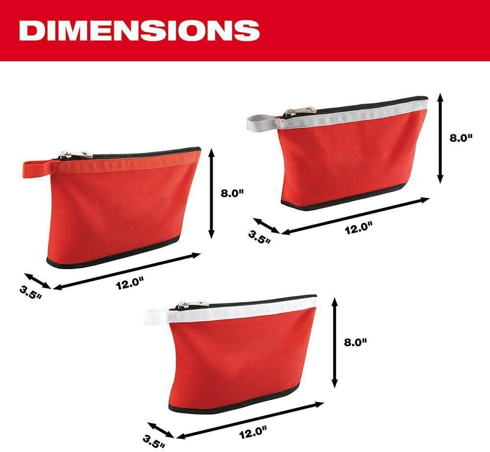 Milwaukee 3-Pack Water-Resistant Zipper Tool Pouches | Heavy-Duty Storage Solution 4 Milwaukee 3-Pack Water-Resistant Zipper Tool Pouches | Heavy-Duty Storage Solution - Image 4