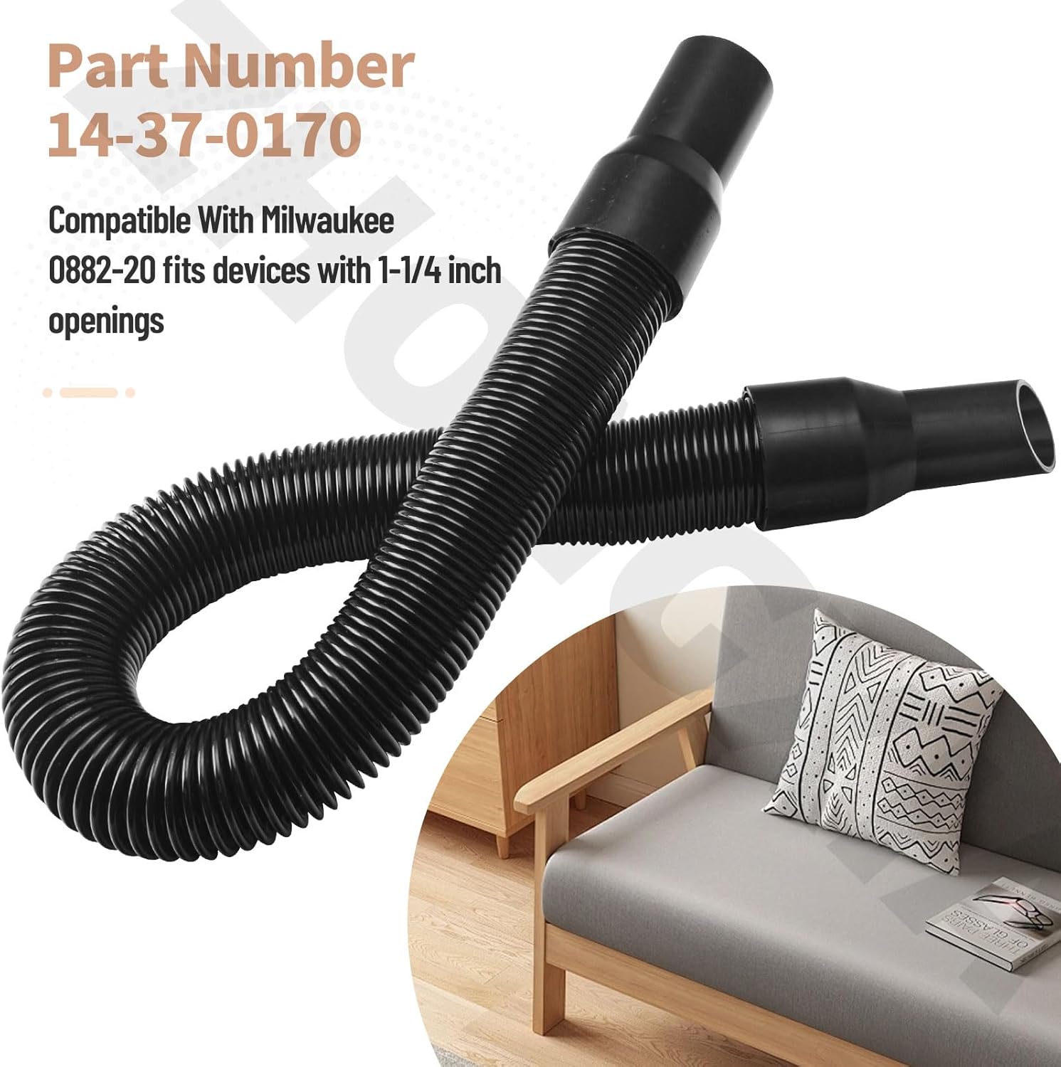 Milwaukee Vacuum Hose Replacement Part 14-37-0170 for Compact Wet Dry Vac 0882-20 6 Milwaukee Vacuum Hose Replacement Part 14-37-0170 for Compact Wet Dry Vac 0882-20 - Image 6