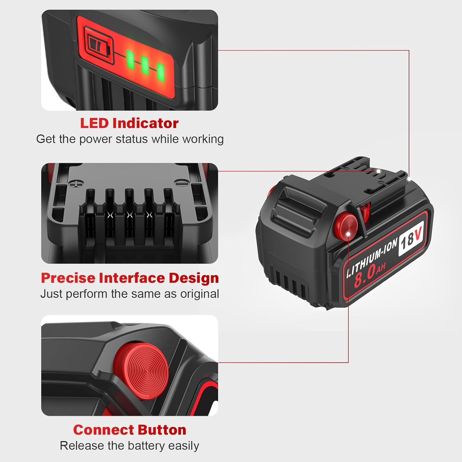 Milwaukee M18 8.0Ah Battery 2-Pack | Long-Lasting High Capacity Lithium Ion Batteries 4 Milwaukee M18 8.0Ah Battery 2-Pack | Long-Lasting High Capacity Lithium Ion Batteries - Image 4
