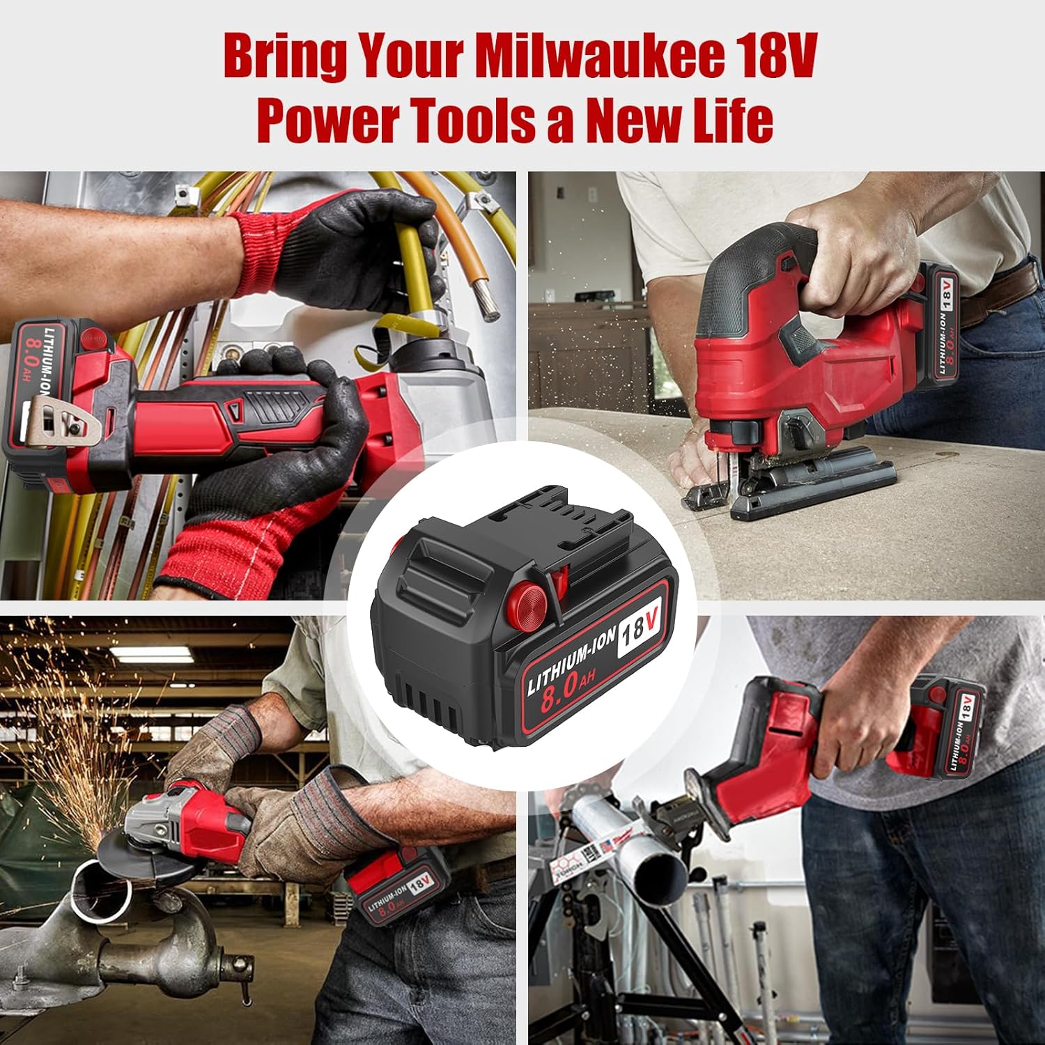 Milwaukee M18 8.0Ah Battery 2-Pack | Long-Lasting High Capacity Lithium Ion Batteries 5 Milwaukee M18 8.0Ah Battery 2-Pack | Long-Lasting High Capacity Lithium Ion Batteries - Image 5