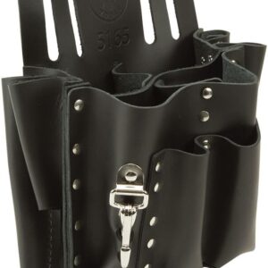 Klein Tools 5165 Pocket Tool Pouch with Knife Snap, 10 Pockets, Stitched and Riveted Leather, Fits Belts up to 2-Inch Wide