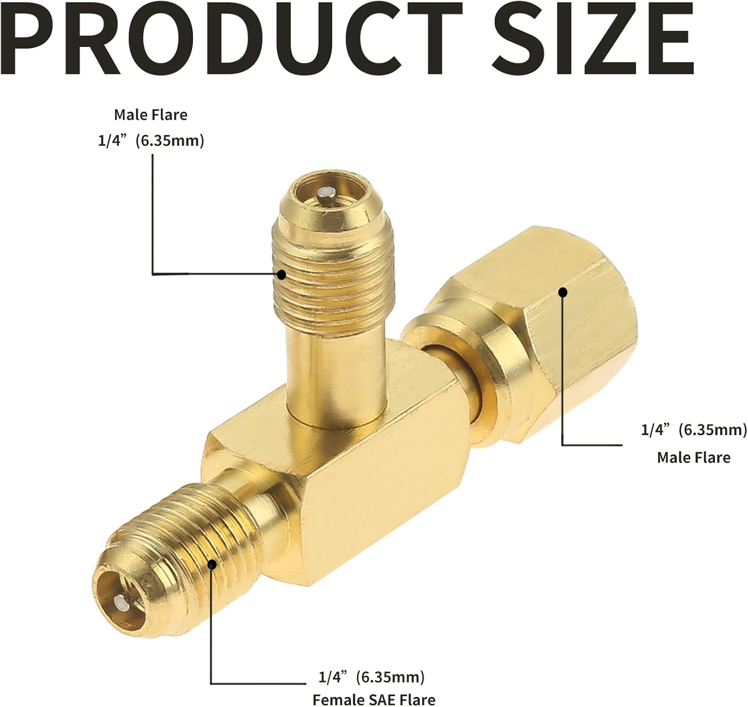 2PCS HVAC Quick Connect Vacuum Tee Adapters - 1/4" Core Valves with Swivel 2 2PCS HVAC Quick Connect Vacuum Tee Adapters - 1/4" Core Valves with Swivel - Image 2