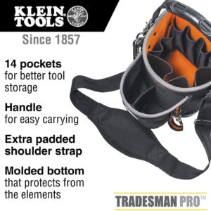 Klein Tools 14-Pocket Electrician Tool Bag with Padded Shoulder Strap, Durable Storage