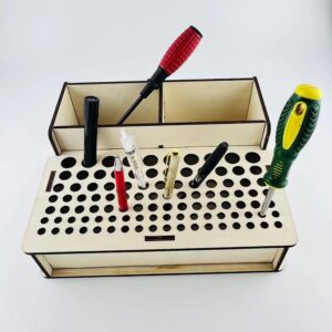 Premium Leather Craft Tool Rack | 103 Holes Wooden Storage Organizer Stand
