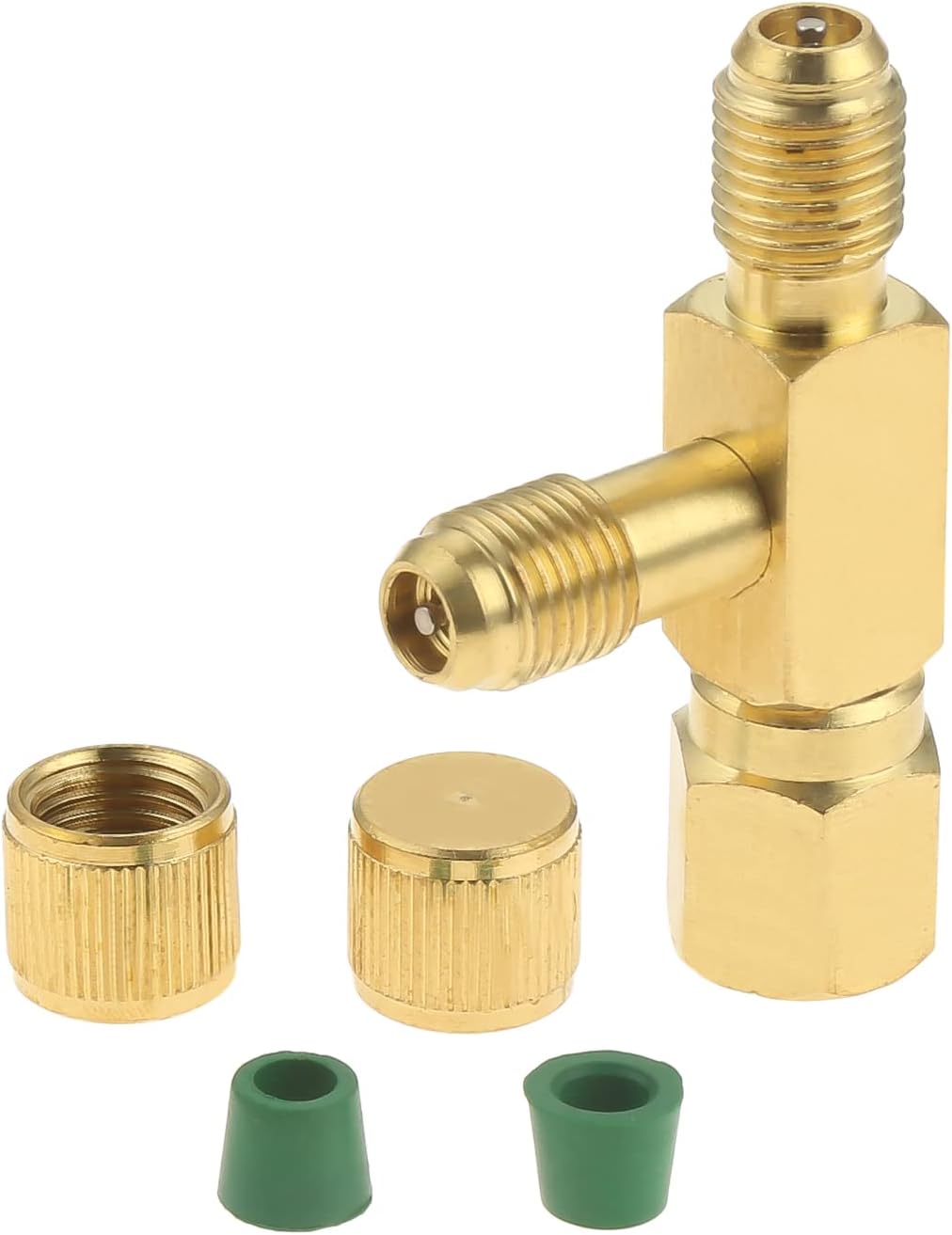 2PCS HVAC Quick Connect Vacuum Tee Adapters - 1/4" Core Valves with Swivel 1 hvac tools tee