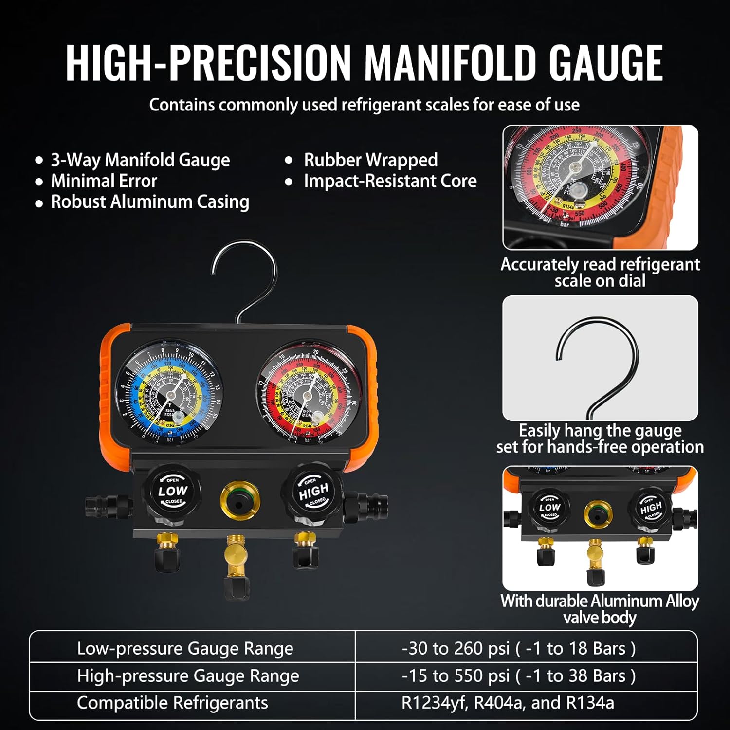 Premium 4.5CFM R1234yf AC Vacuum Pump & Gauge Set for Auto HVAC 6 Premium 4.5CFM R1234yf AC Vacuum Pump & Gauge Set for Auto HVAC - Image 6