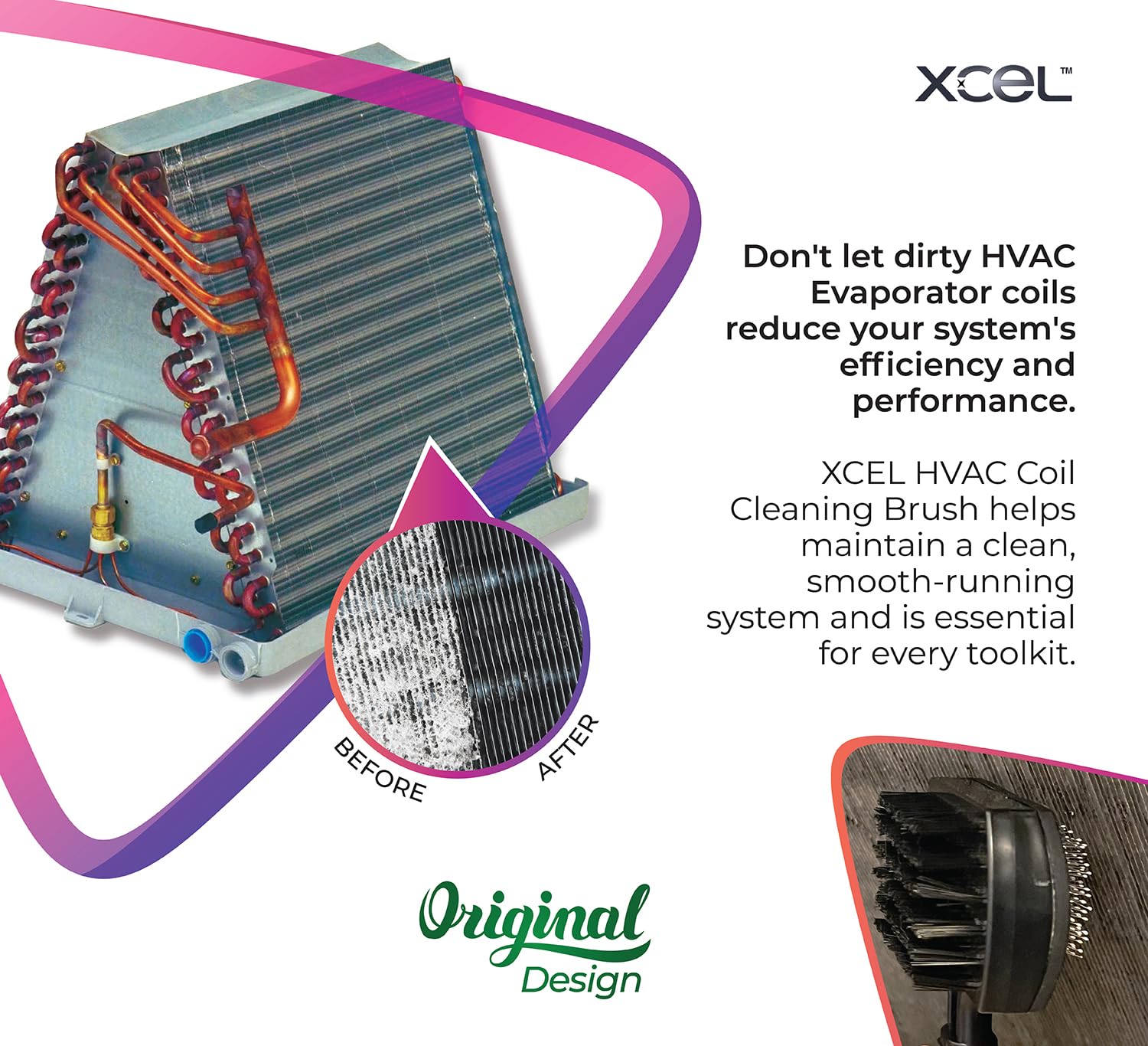 XCEL Pro HVAC Coil Cleaner Brush - Dual-Side Condenser & Evaporator 2 XCEL Pro HVAC Coil Cleaner Brush - Dual-Side Condenser & Evaporator - Image 2
