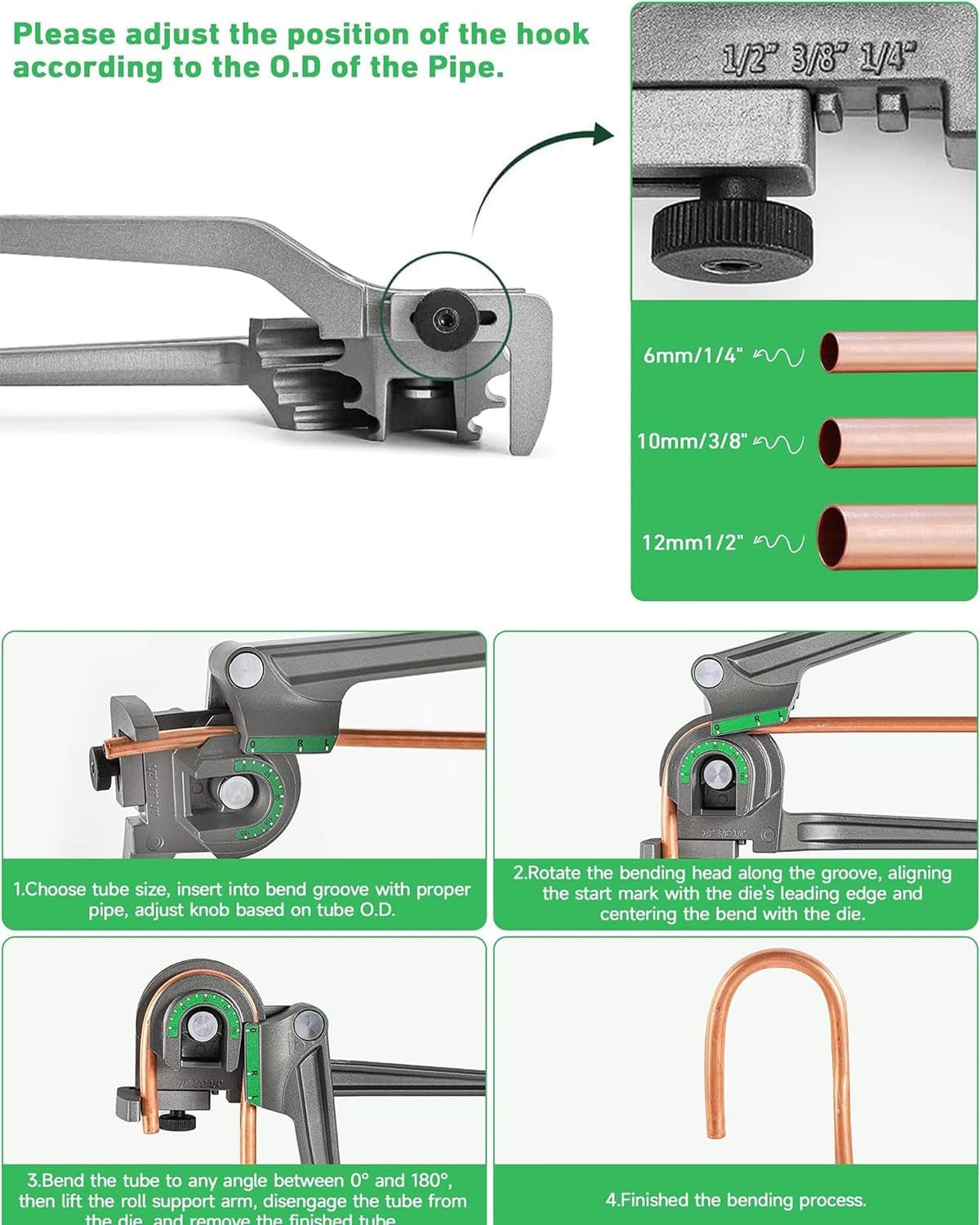 Pro HVAC 3-in-1 Tube Bender: Copper Aluminum Pipe Bending Tool 6-10mm 7 Pro HVAC 3-in-1 Tube Bender: Copper Aluminum Pipe Bending Tool 6-10mm - Image 7