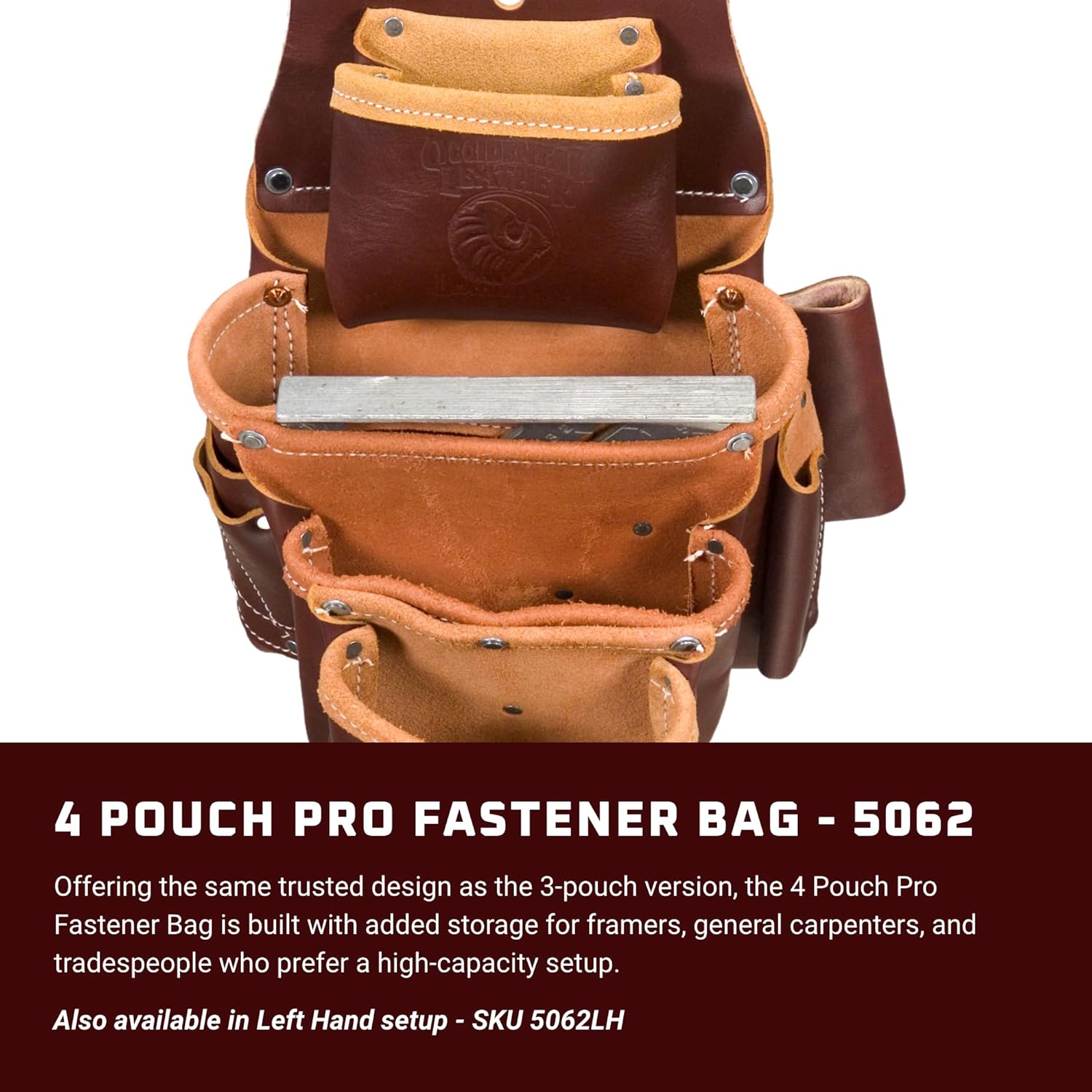 Pro Leather Tool Bag: 10 Pockets, USA-Made Heavy-Duty Work Gear 2 Pro Leather Tool Bag: 10 Pockets, USA-Made Heavy-Duty Work Gear - Image 2