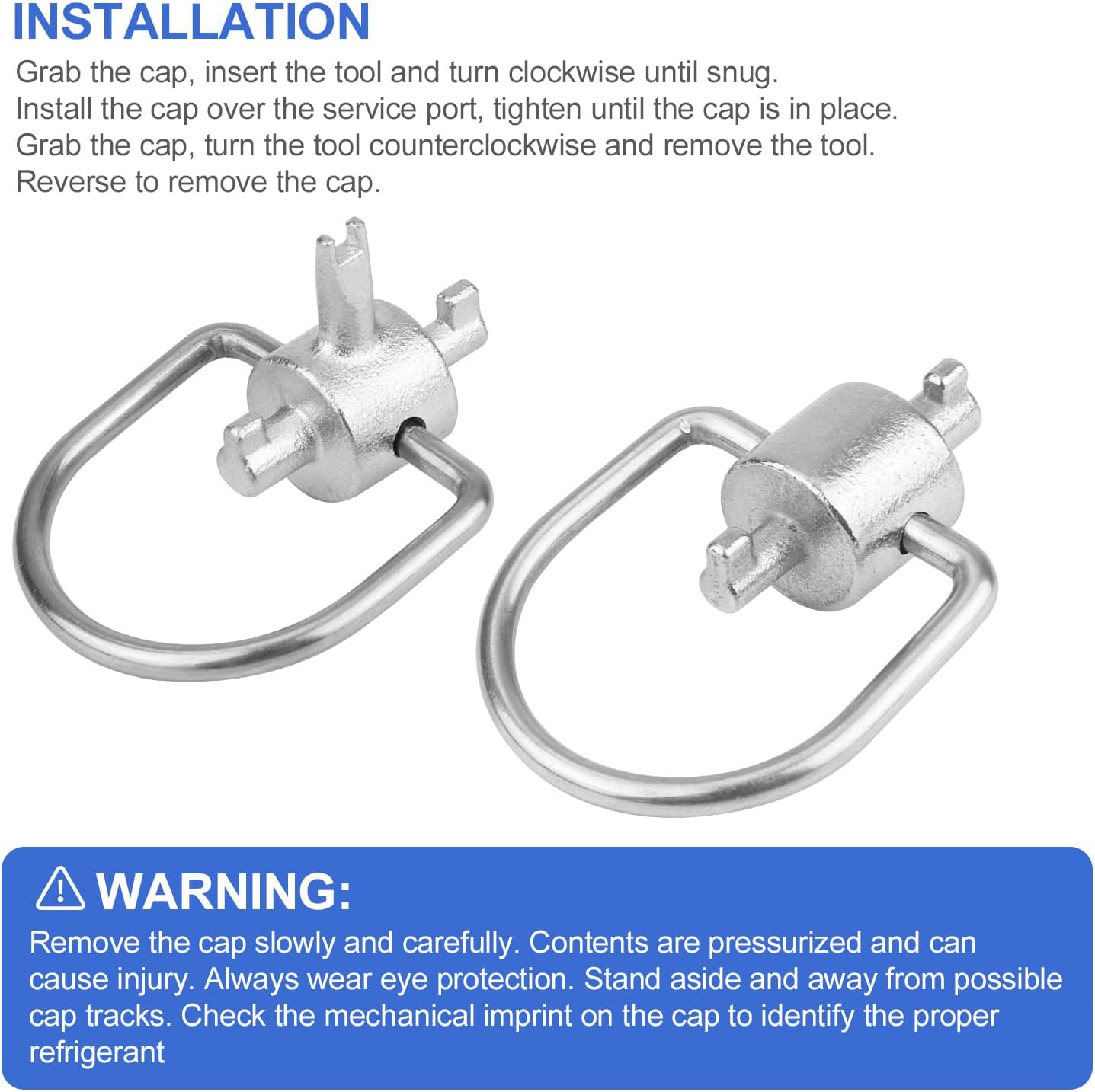 HVAC Refrigerant Key Tool Set: 2-Pack R410A R22 Universal AC Valve Caps Opener 4 HVAC Refrigerant Key Tool Set: 2-Pack R410A R22 Universal AC Valve Caps Opener - Image 4