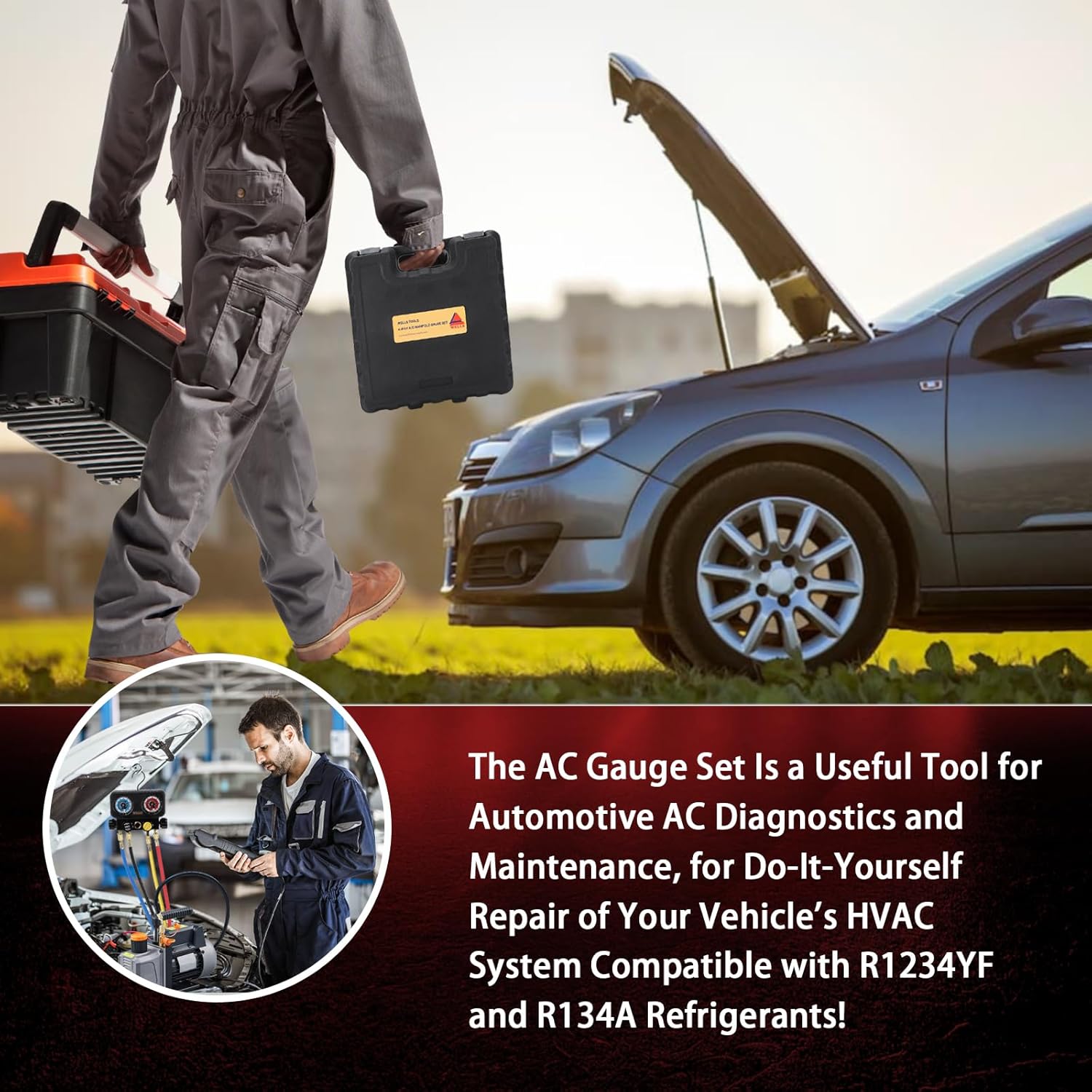 Premium 4-Way R1234YF AC Manifold Gauge Set with 5ft HVAC Hoses 3 Premium 4-Way R1234YF AC Manifold Gauge Set with 5ft HVAC Hoses - Image 3