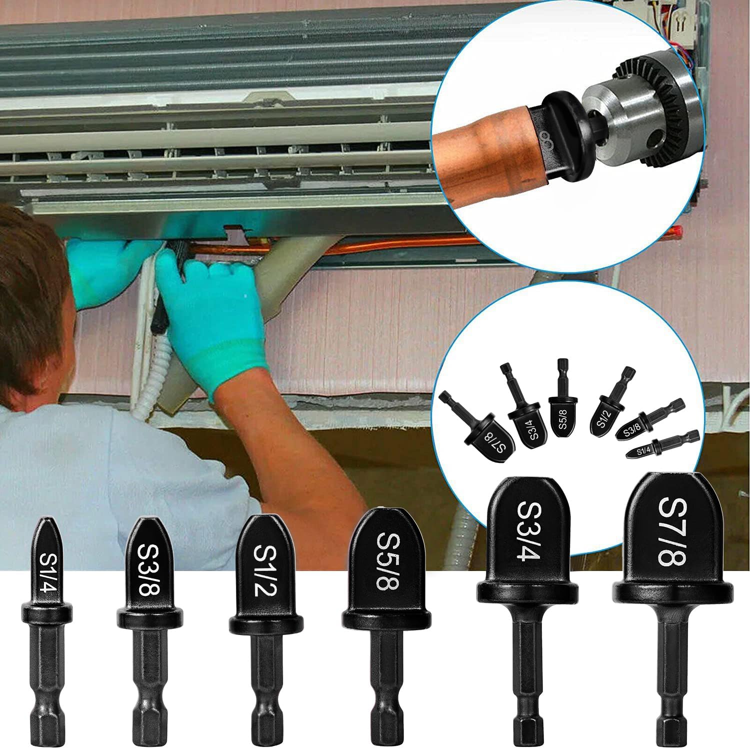 Professional HVAC Copper Pipe Swage Tool Kit - 1/4'' Hex Shank, 6 Bits 8 Professional HVAC Copper Pipe Swage Tool Kit - 1/4'' Hex Shank, 6 Bits - Image 8