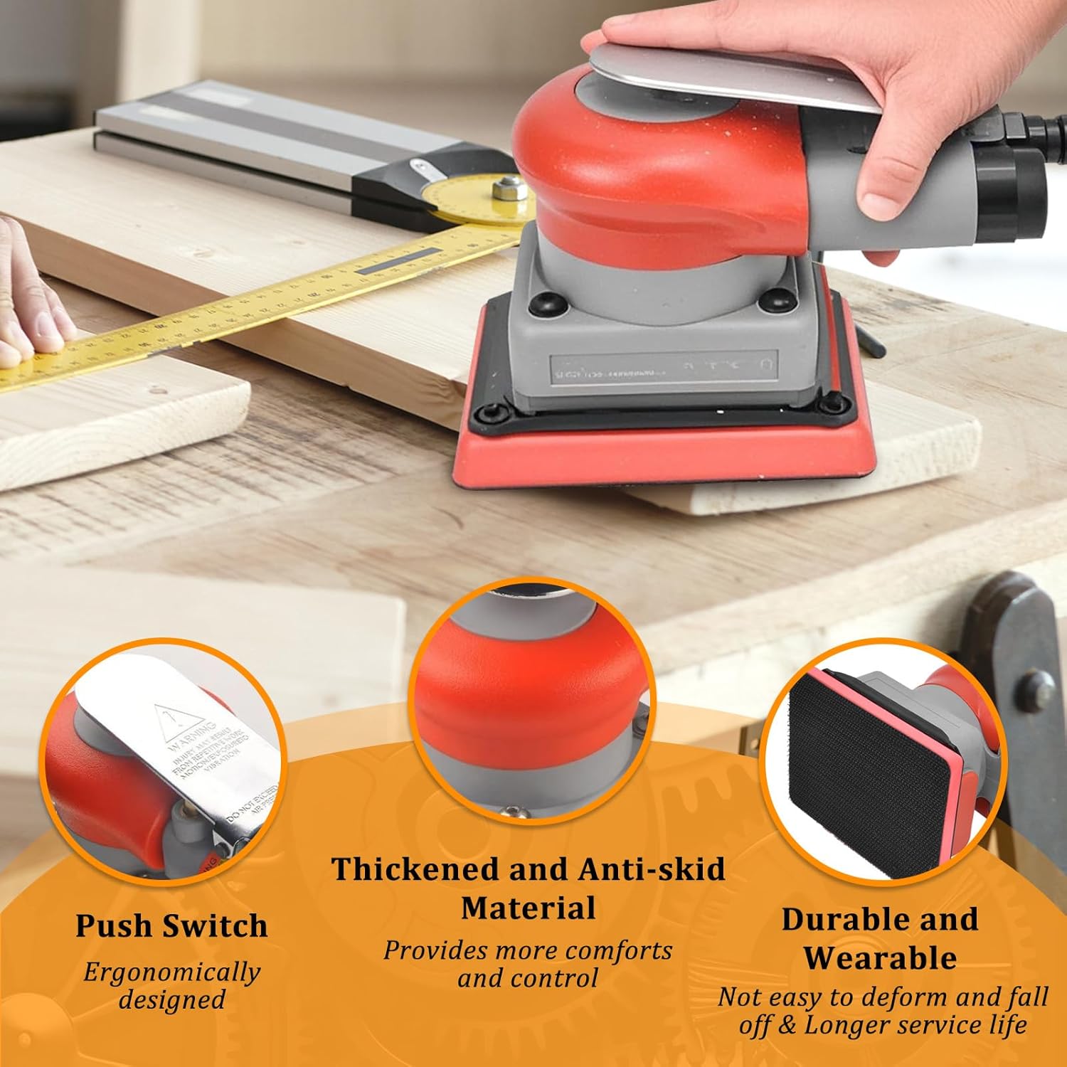BTER 10000RPM Air Orbital Sander - Professional Square Pneumatic Sander 4 BTER 10000RPM Air Orbital Sander - Professional Square Pneumatic Sander - Image 4