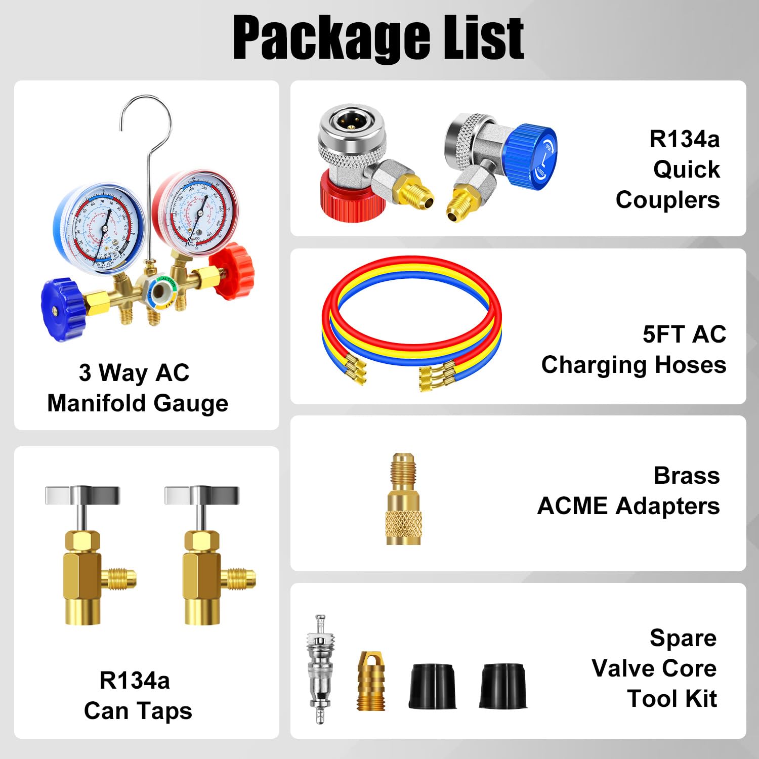 3-Way R134a/R404a AC Manifold Gauge Set HVAC Charging Kit w/ Hoses 9 3-Way R134a/R404a AC Manifold Gauge Set HVAC Charging Kit w/ Hoses - Image 9
