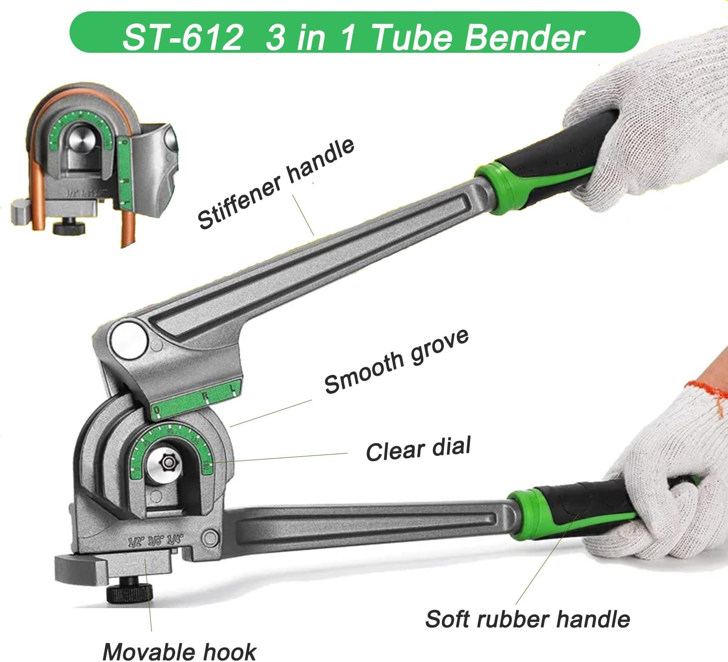 Pro HVAC 3-in-1 Tube Bender: Copper Aluminum Pipe Bending Tool 6-10mm 2 Pro HVAC 3-in-1 Tube Bender: Copper Aluminum Pipe Bending Tool 6-10mm - Image 2