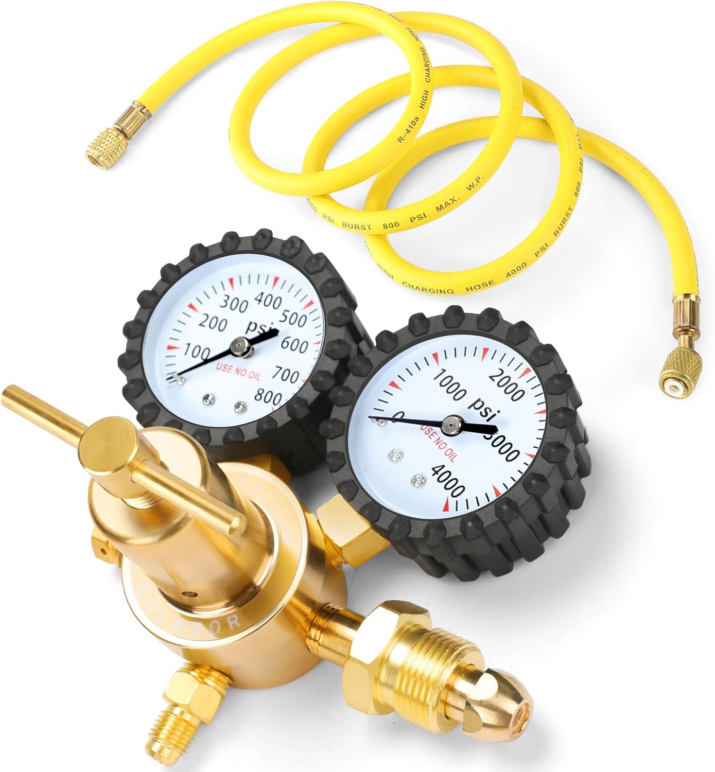 Professional HVAC Nitrogen Regulator with Brass Gauges, 78.7" Hose, 0-800 PSI 1 hvac tools clearance gauge