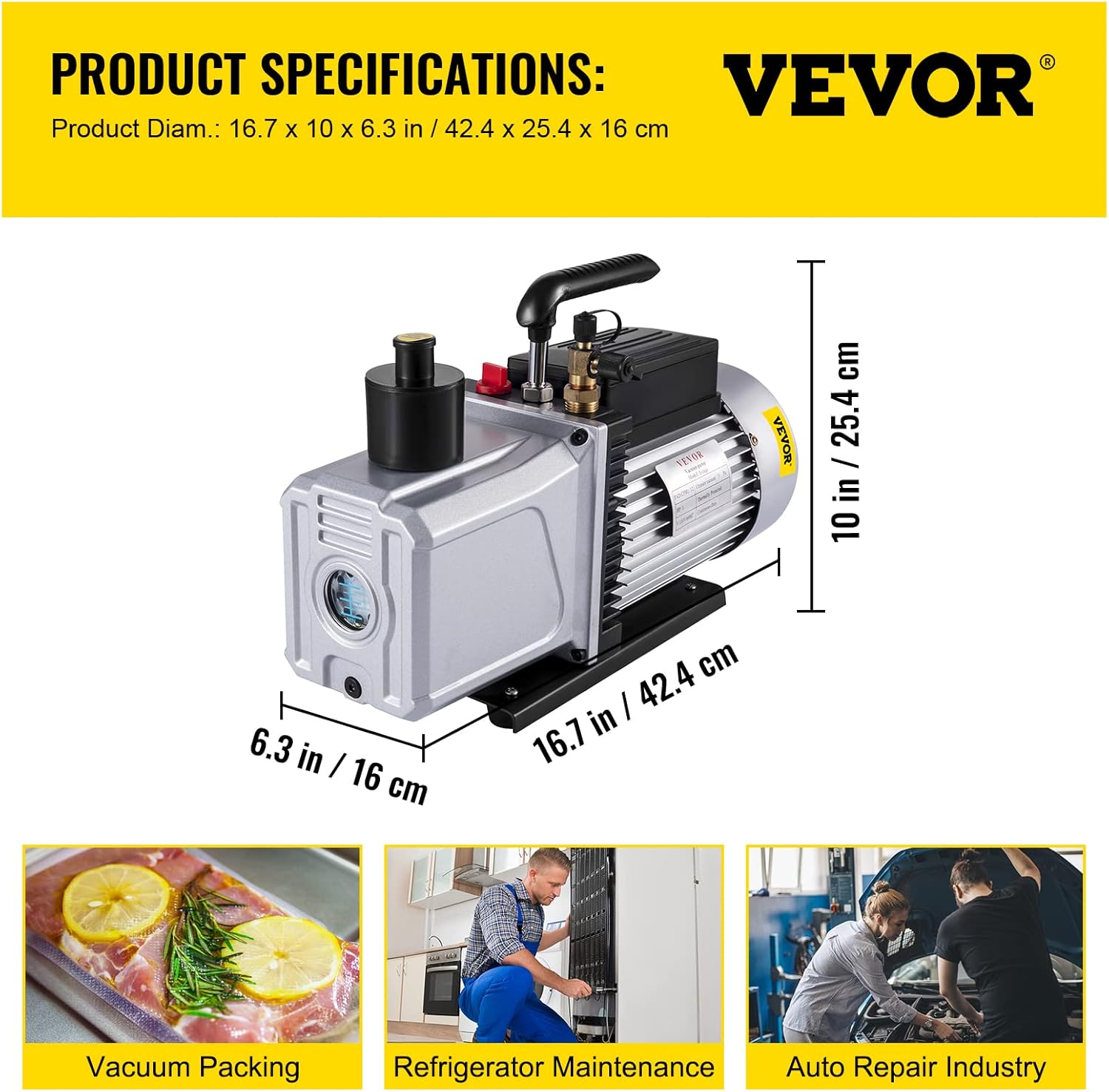 VEVOR 12CFM 1HP Single Stage Vacuum Pump for HVAC Refrigeration AC Tools 7 VEVOR 12CFM 1HP Single Stage Vacuum Pump for HVAC Refrigeration AC Tools - Image 7