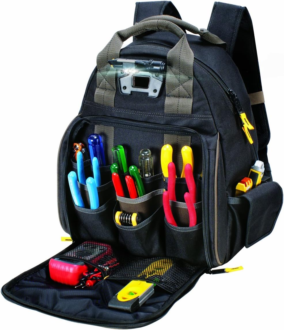 CLC Tech Gear 53-Pocket LED Tool Backpack - Ultimate Organizer L255 1 hvac tools bag