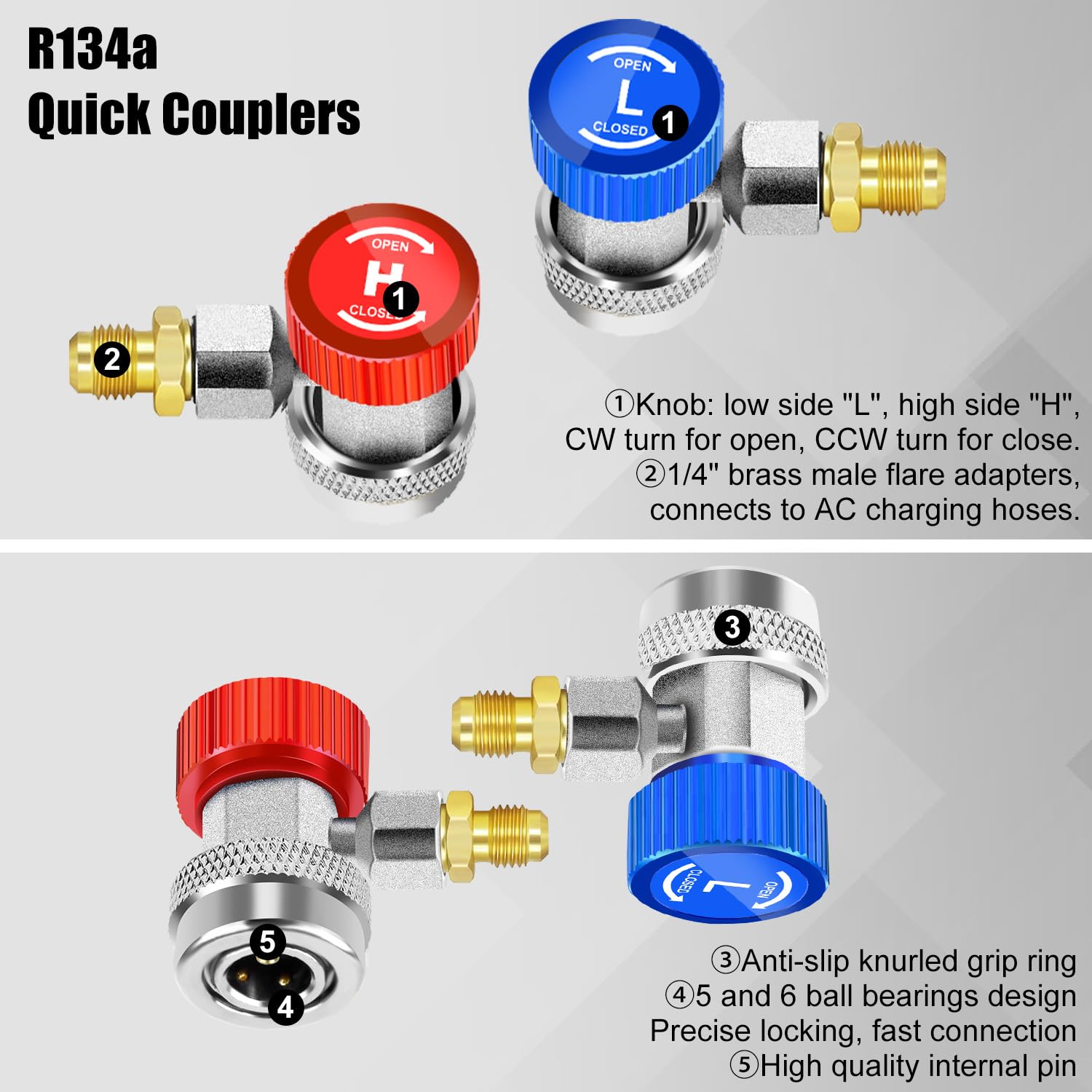 3-Way R134a/R404a AC Manifold Gauge Set HVAC Charging Kit w/ Hoses 6 3-Way R134a/R404a AC Manifold Gauge Set HVAC Charging Kit w/ Hoses - Image 6