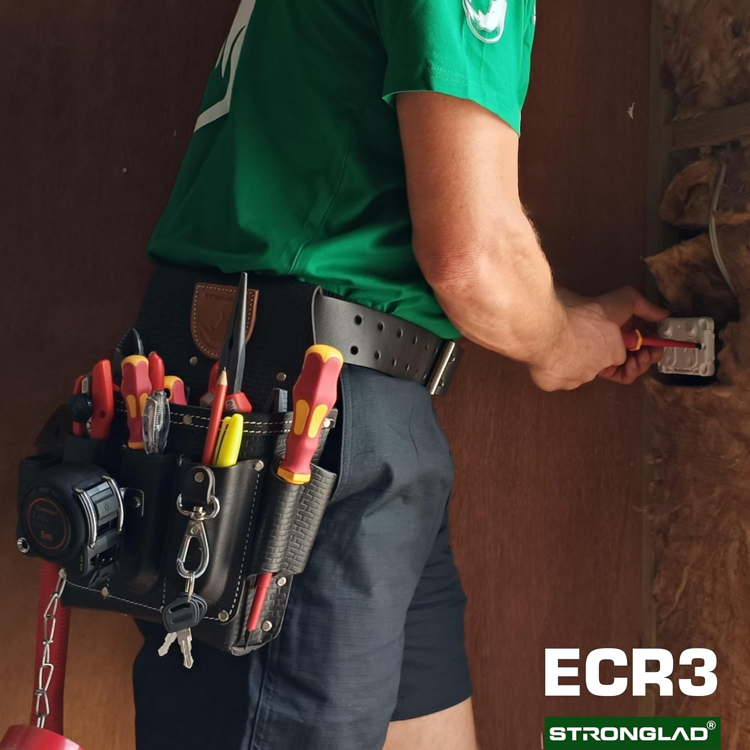 STRONGLAD Pro Electrician Leather Tool Belt - Heavy Duty 13-Pocket Pouch 2 STRONGLAD Pro Electrician Leather Tool Belt - Heavy Duty 13-Pocket Pouch - Image 2