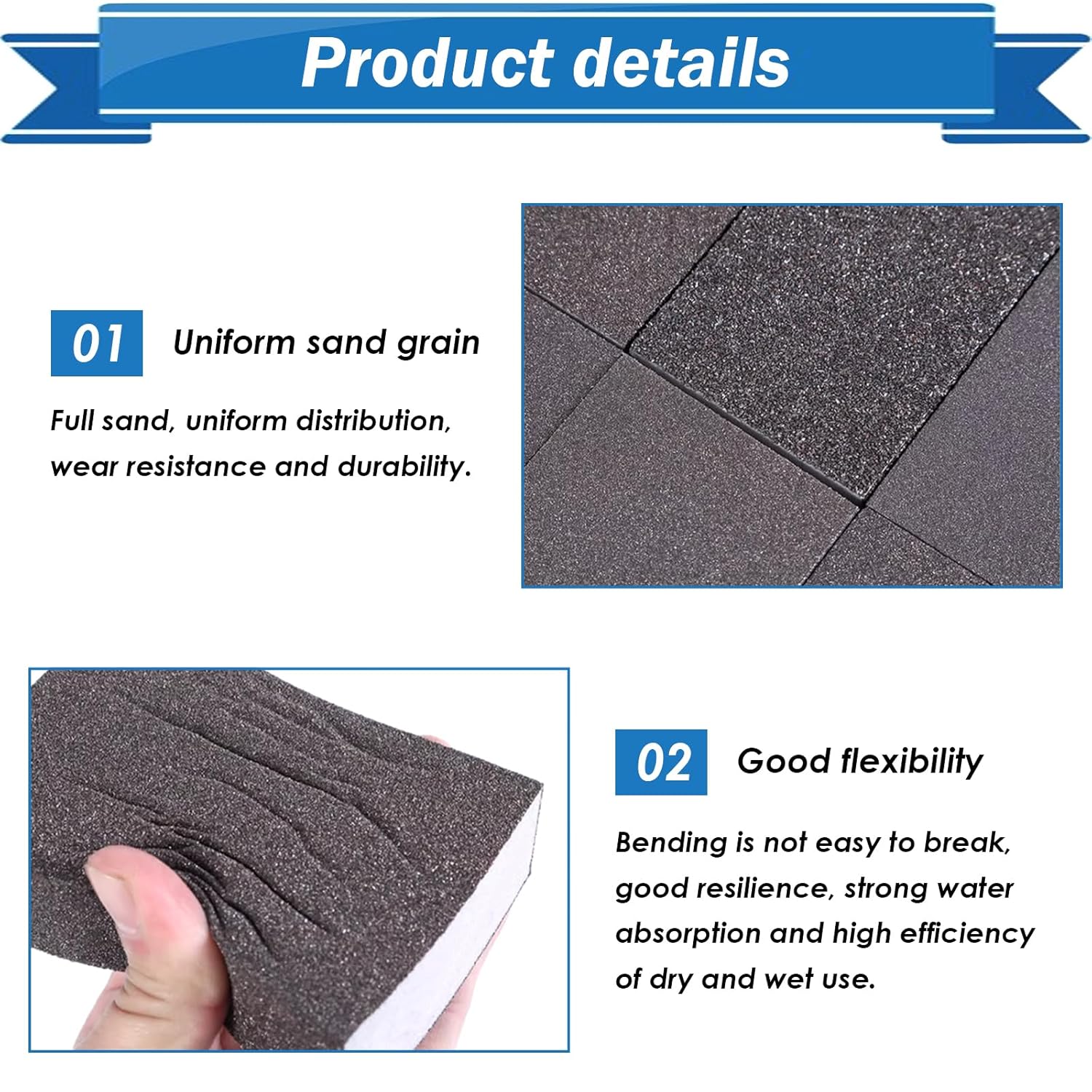 Premium Sanding Sponge Set: 6 Multi-Grit Blocks for Wood Metal Wall Finishing 4 Premium Sanding Sponge Set: 6 Multi-Grit Blocks for Wood Metal Wall Finishing - Image 4