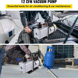 VEVOR 12CFM 1HP Single Stage Vacuum Pump for HVAC Refrigeration AC Tools