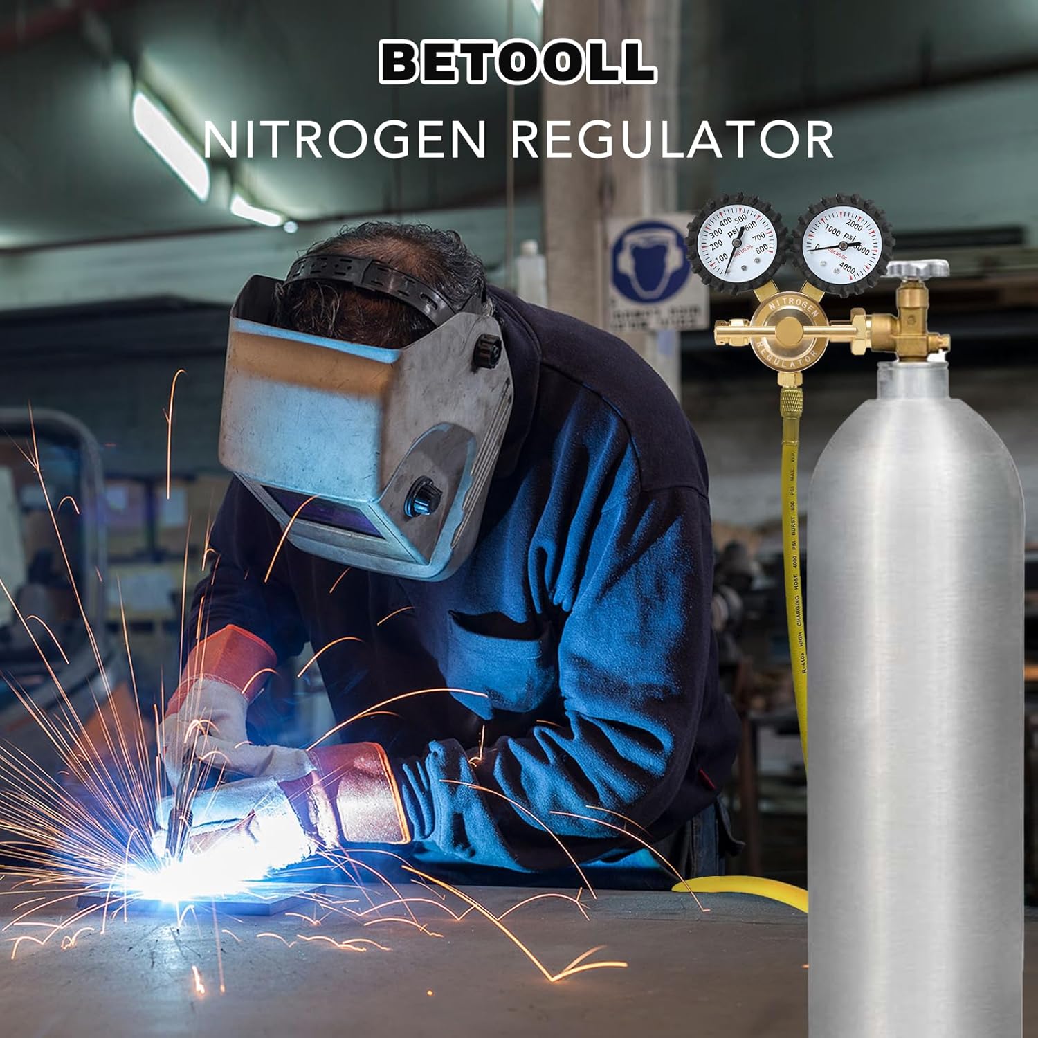 Professional HVAC Nitrogen Regulator with Brass Gauges, 78.7" Hose, 0-800 PSI 6 Professional HVAC Nitrogen Regulator with Brass Gauges, 78.7" Hose, 0-800 PSI - Image 6