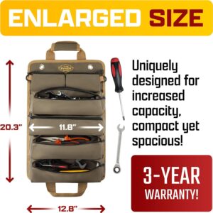 Ryker Heavy Duty Roll Up Tool Bag | Mechanic Organizer with Detachable Pouches