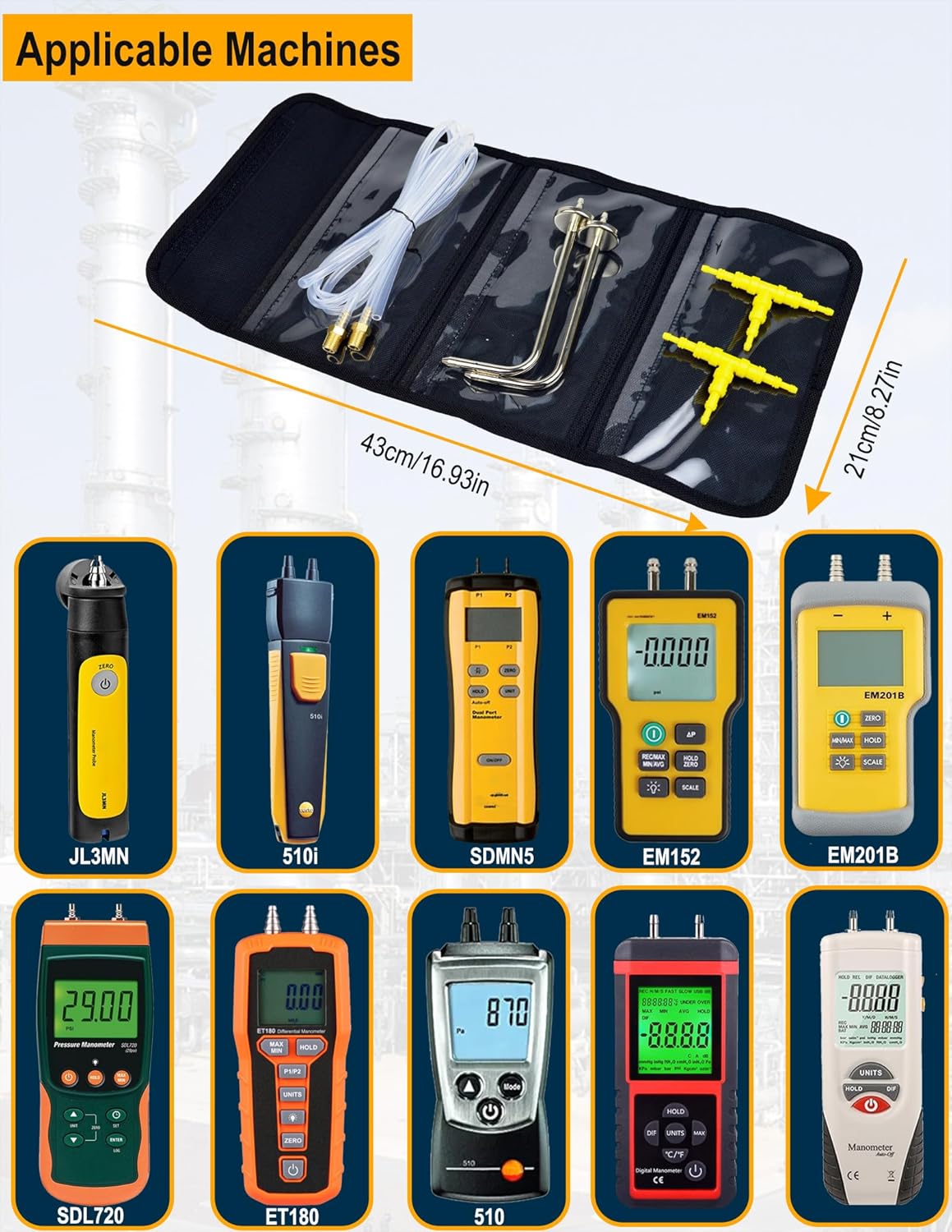 ZIBOO Manometer Probe Kit for Klein ET180 & Fieldpiece HVAC Testing 2 ZIBOO Manometer Probe Kit for Klein ET180 & Fieldpiece HVAC Testing - Image 2