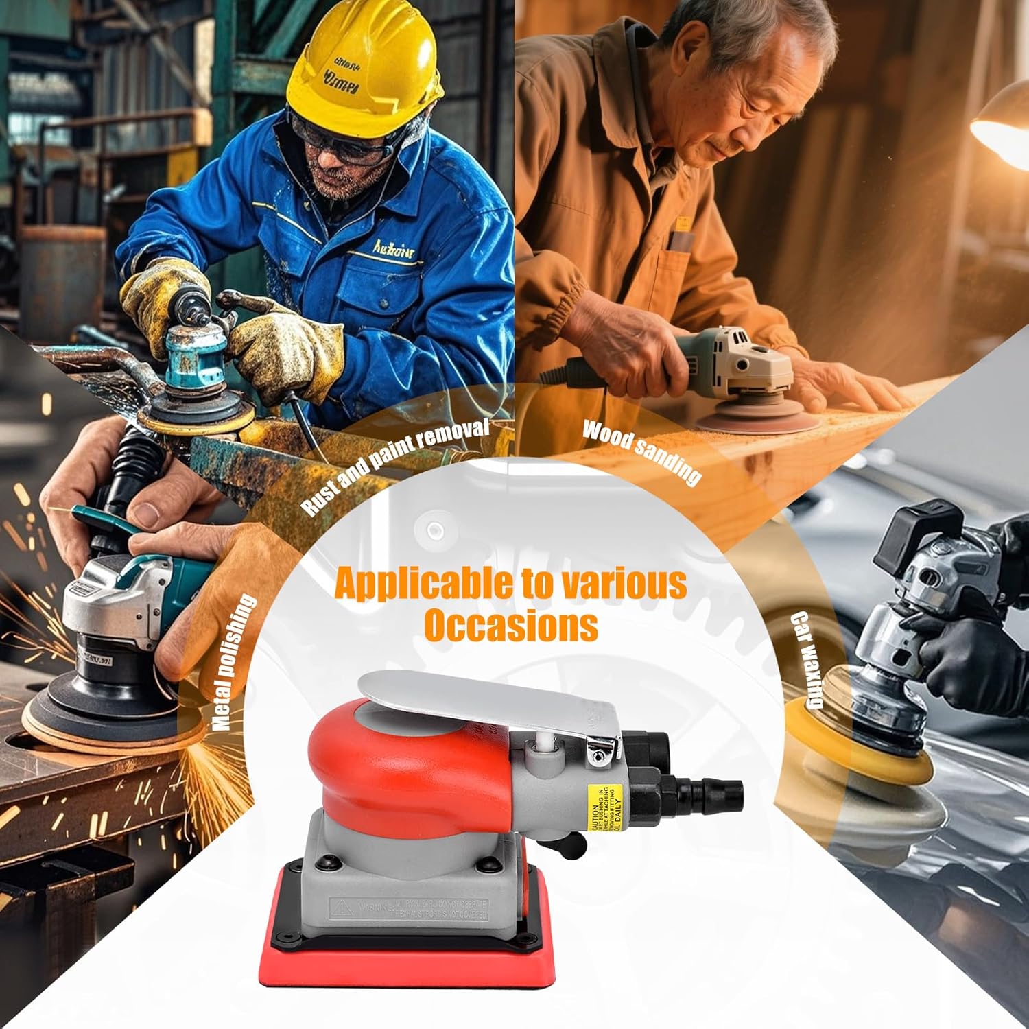 BTER 10000RPM Air Orbital Sander - Professional Square Pneumatic Sander 5 BTER 10000RPM Air Orbital Sander - Professional Square Pneumatic Sander - Image 5