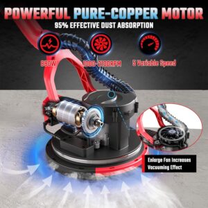 Powerful Electric Drywall Sander 7.5Amp w/ LED Light & Dust Collection