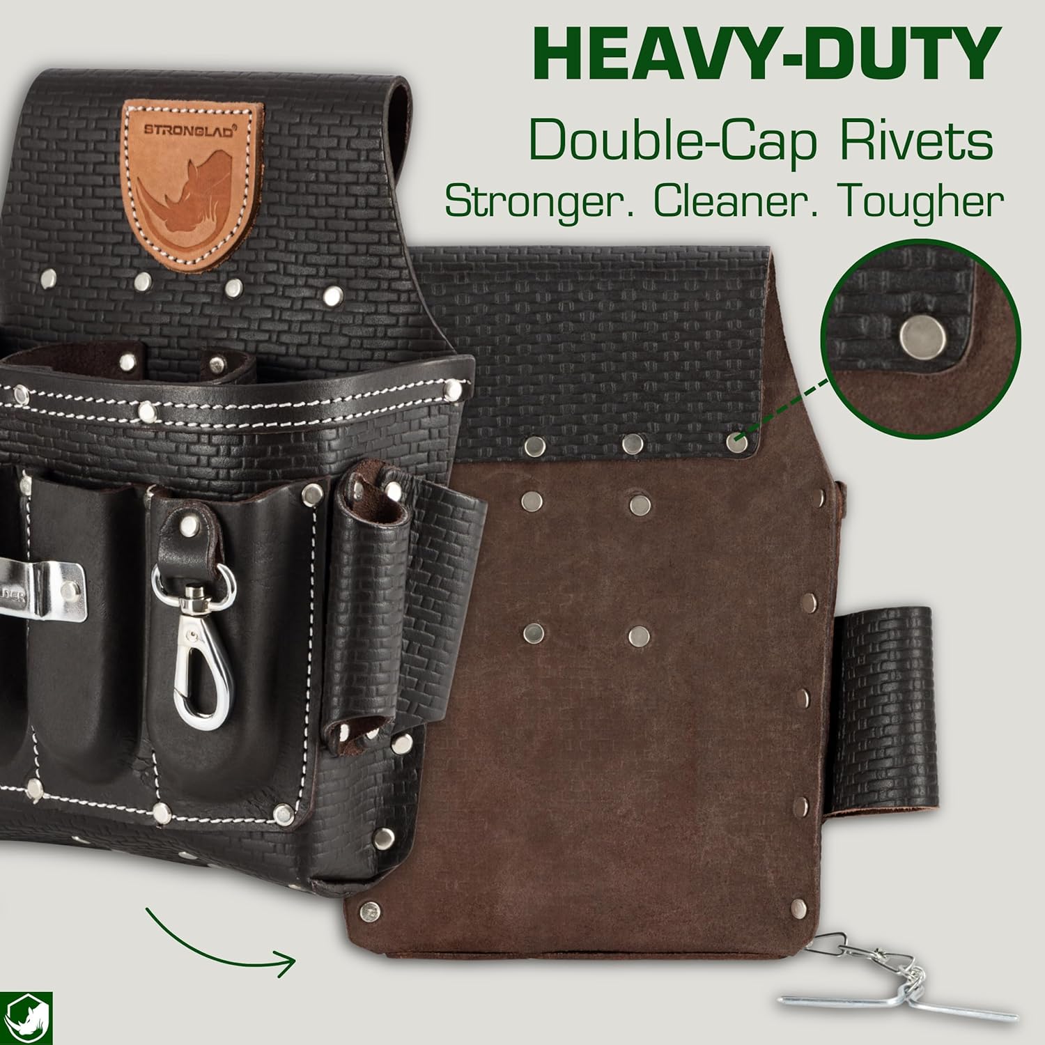 STRONGLAD Pro Electrician Leather Tool Belt - Heavy Duty 13-Pocket Pouch 5 STRONGLAD Pro Electrician Leather Tool Belt - Heavy Duty 13-Pocket Pouch - Image 5