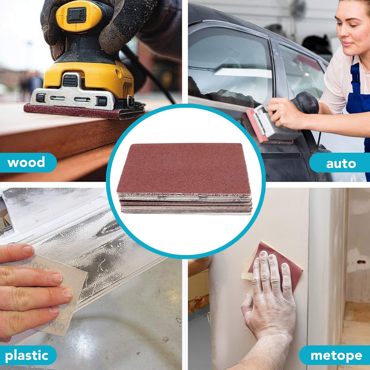 LotFancy 1/4 Sheet Sanding Sheets: 50-Piece Palm Sander Sandpaper Kit, Multiple Grits 7 LotFancy 1/4 Sheet Sanding Sheets: 50-Piece Palm Sander Sandpaper Kit, Multiple Grits - Image 7