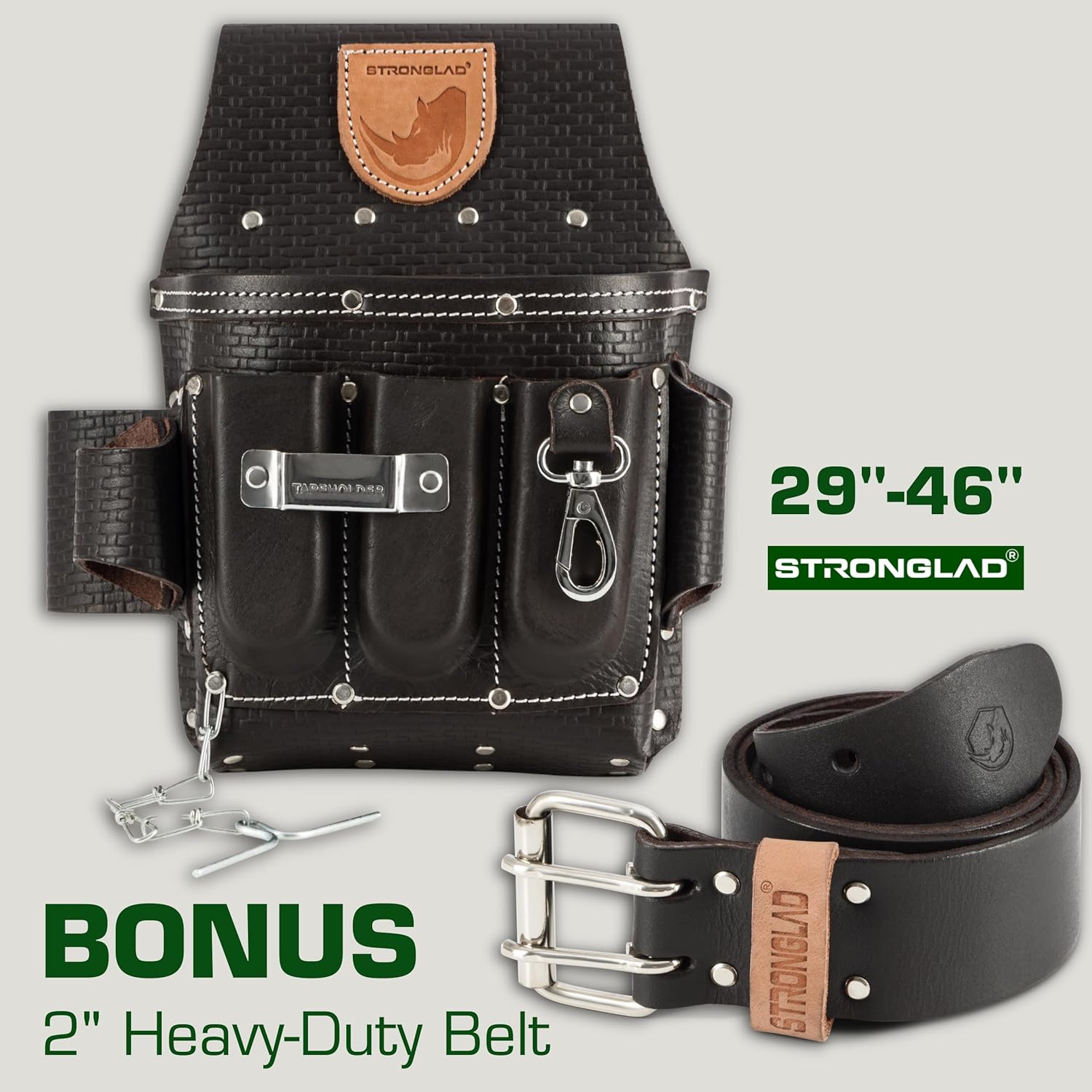 STRONGLAD Pro Electrician Leather Tool Belt - Heavy Duty 13-Pocket Pouch 4 STRONGLAD Pro Electrician Leather Tool Belt - Heavy Duty 13-Pocket Pouch - Image 4