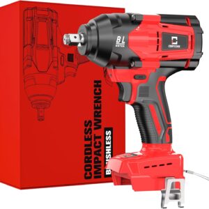 Cordless Impact Wrench 1/2 inch for Milwaukee 18V Battery, 600FT-LBS (810N.m) Brushless Electric Impact Gun Includes LED Work Light, 2100RPM High Torque Impact Driver, Bare Tool Only