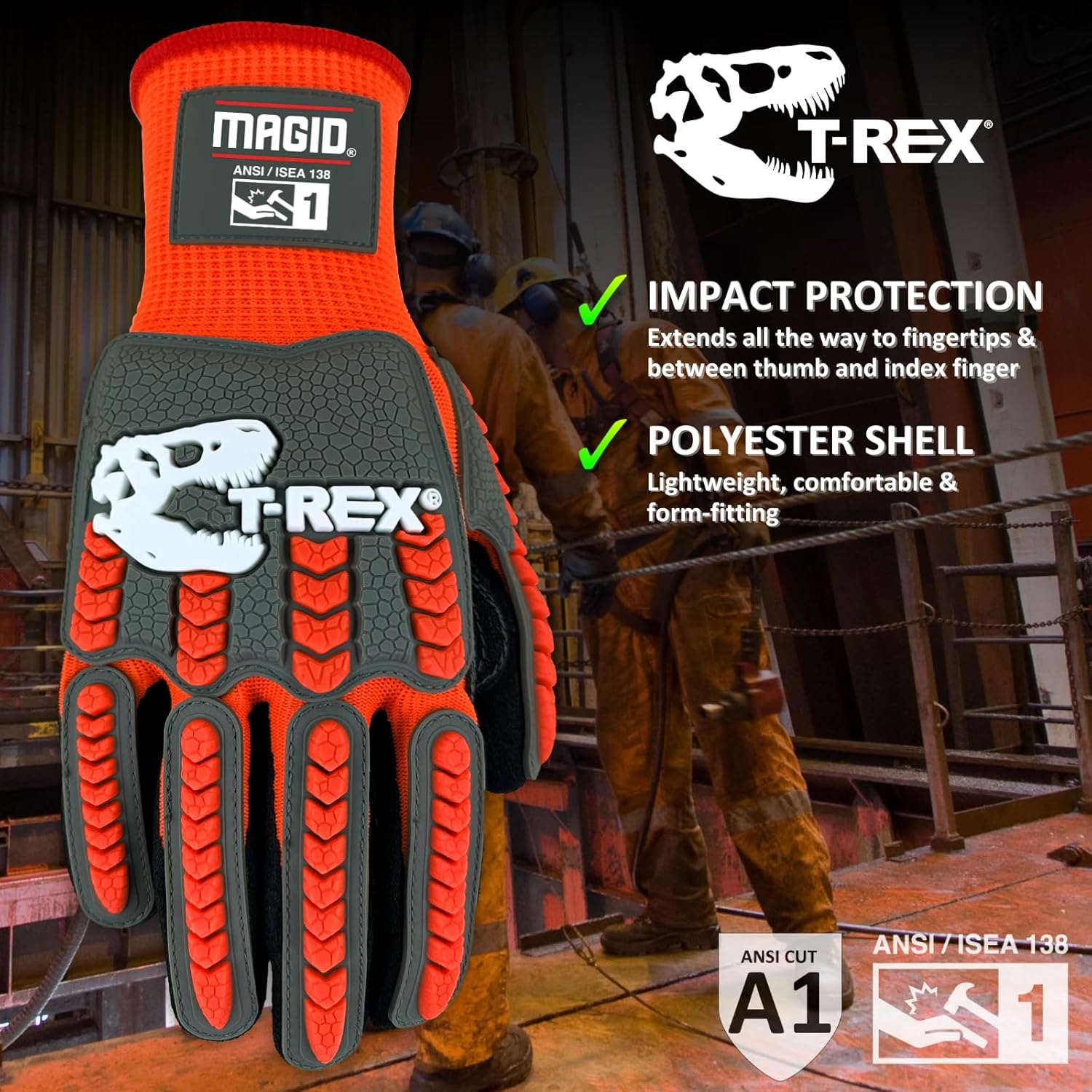 Protective T-REX Sandy Nitrile Impact Work Gloves - Small Grip Safety Hands 2 Protective T-REX Sandy Nitrile Impact Work Gloves - Small Grip Safety Hands - Image 2