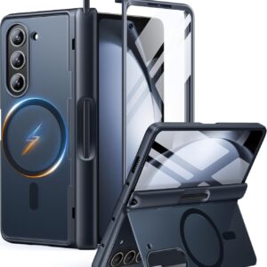 MOBOSI for Z Fold 5 Case with Privacy Screen Protector [Compatible with Magsafe], [Built-in Kickstand&Full Body Hinge Protection] Shockproof Phone Cover for Samsung Galaxy Z Fold5, Matte Black