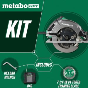 Powerful Metabo HPT 7-1/4″ Circular Saw | 15-Amp Motor | Dust Blower | Framing Blade
