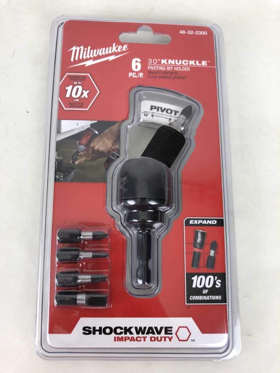 Milwaukee 6pc 30° Pivoting Bit Holder Set | Knuckle Adapter Drill Accessory 1 Milwaukee 48-32-2300 6pc 30 Degree Knuckle Pivoting Bit Holder